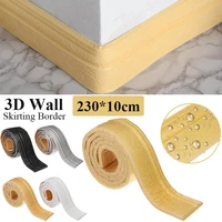 waterproof self adhesive foam baseboard wall sticker 3d embossed waistline floor corner line skirting board stickers wallpaper