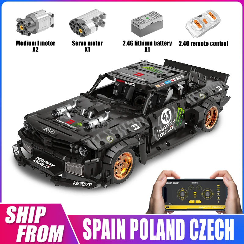 

Игрушки X.Q 1:12 APP технический автомобиль, игрушки, совместимые с MOC-22970 Mustang Hoonicorn мотор, модель автомобиля, строительные блоки, кирпичи, подарок...