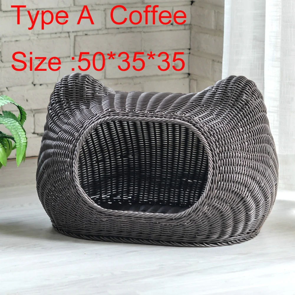 

Indoor cat house Pet Woven Cave Bed Woven Imitation Wicker Pet House Basket Bed for Cat/Kitten/Puppy/Dog cat home goods