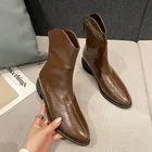 Повседневные ковбойские ботинки в стиле ретро, казаки, женская обувь, массивные Дизайнерские ботильоны на платформе с острым носком, в готическом стиле, коричневые, осень 2021