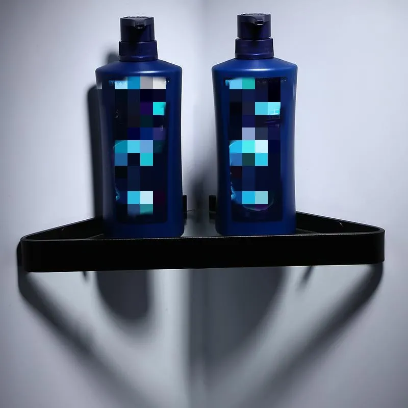 Полка из черного алюминия и стекла для ванной настенная полка шампуня душа