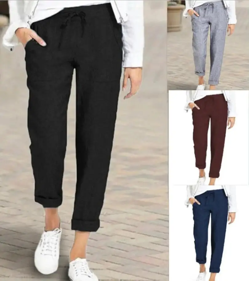 

2021 Spring And Autumn Hot Style Women's Trousers Loose Cotton And Linen Casual Women's Pants With Good Quality