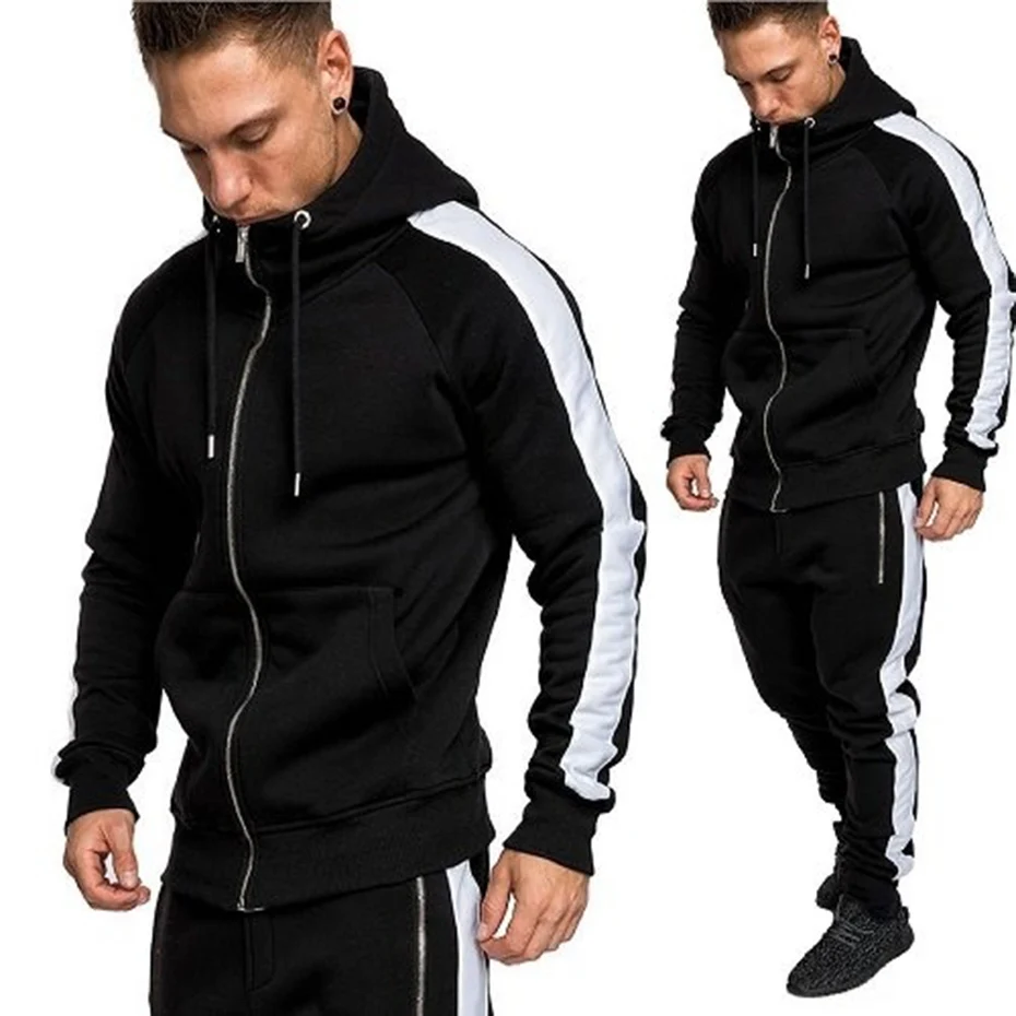 2020 Brand Street Casual Men Hoodie Sets Tracksuits Outwear Zipper Sportwear Male Sweatshirts Cardigan Set Clothing 3XL | Мужская одежда