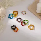 Кольцо женское, плетеное вручную из бисера, эластичное, цветное стекло, цветочный узор, винтажное, подарочные украшения, 2021