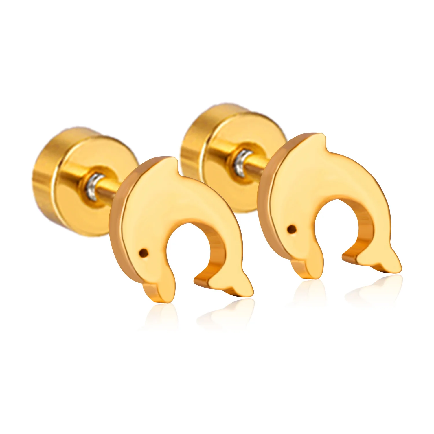 LUXUSTEEL Stainless Steel Cute Animals Elephant Stud Earrings Baby Girl Accessories Gold Color Earring Fashion Jewelry Party images - 6