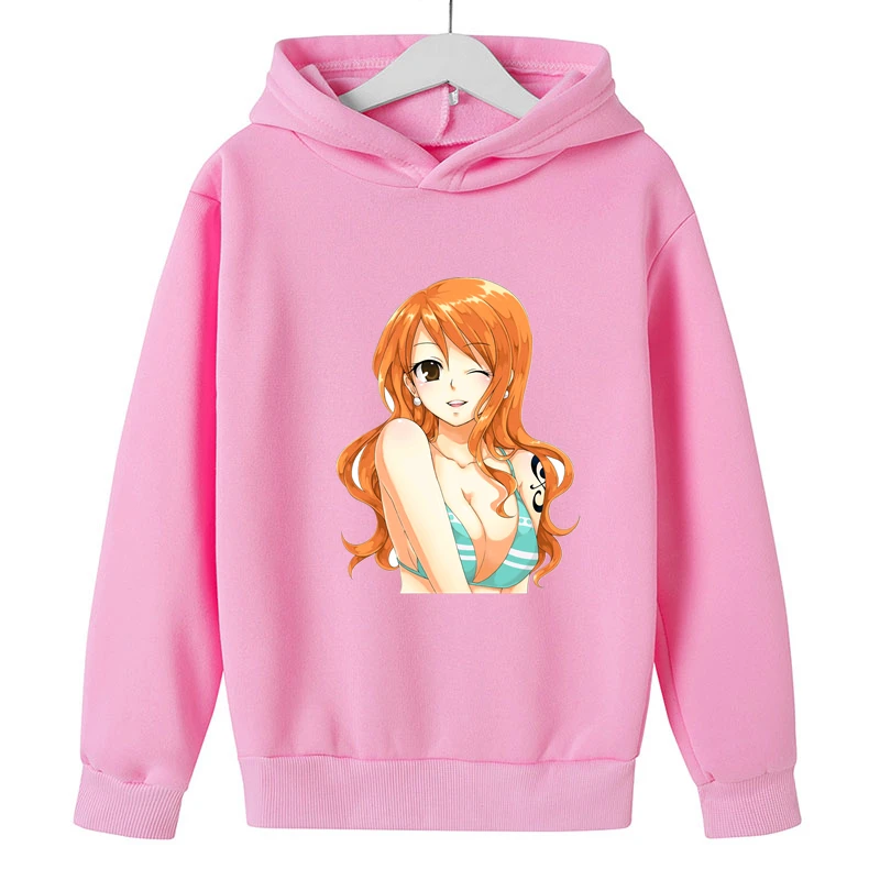 

Nami One Pieces Harajuku Hoodie Baby Boy Clothes Girls Cartoon Luffy Sweatshirts Ullzang Japanese Anime Kawaii Sweatshirt Female