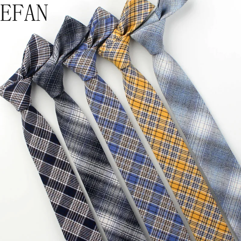 Фото Мужской Хлопковый галстук 6 см в клетку полоску Корейская версия - купить