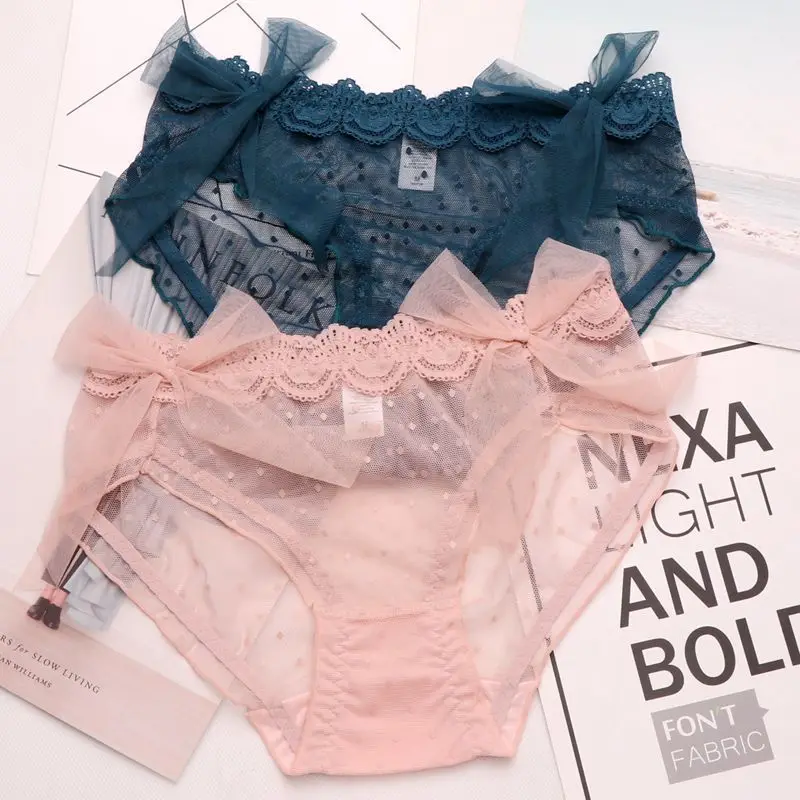 SP & CITY милые кружевные трусики в горошек с большим бантом соблазнительное нижнее