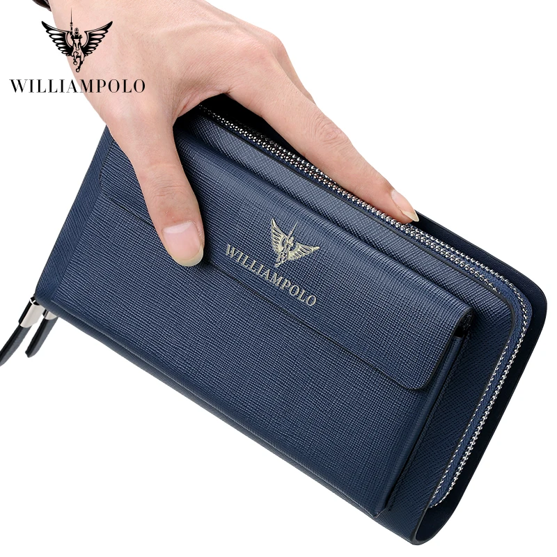 Деловой кошелек из натуральной кожи для мужчин длинный бумажник с двойной