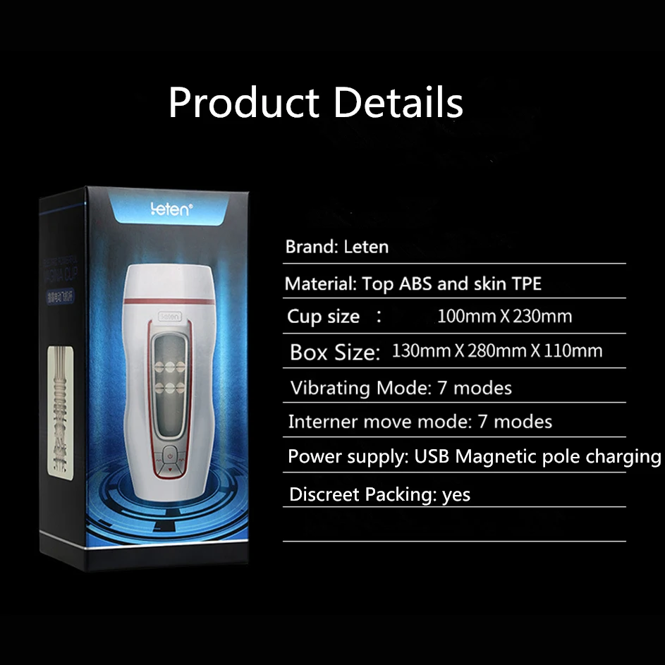 Автоматический мужской мастурбатор Leten карманная искусственная вагина Мощный
