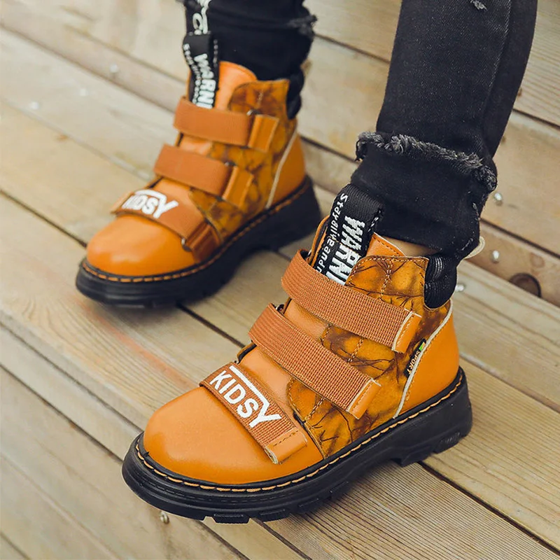 Лидер продаж модные зимние Ботинки martin для мальчиков Детские уличные ботинки из