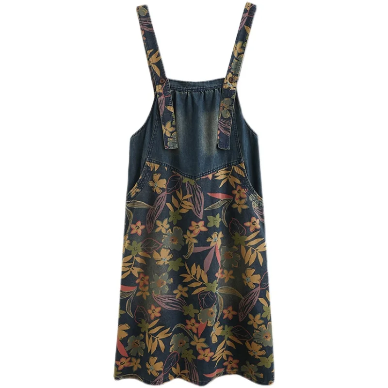 

Max LuLu 2021 Fashion Style Spring Streetwear Womens Printed Denim Dresses Ladies Vintage Vest Dress Female Oversized Vestidos