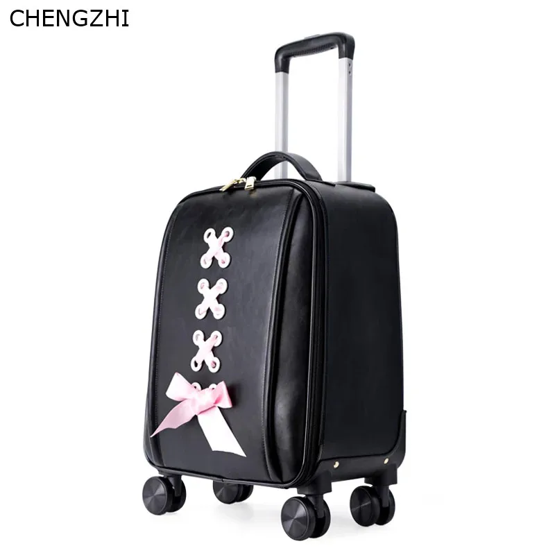 CHENGZHI 18 дюймов портативный чемодан на колесиках милый вращающийся Женский