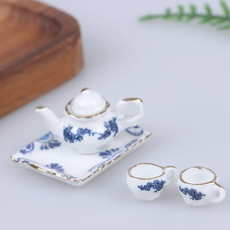 

6 шт. миниатюрная столовая посуда для кукольного домика фарфоровый чайный набор тарелка чашка с цветочным узором