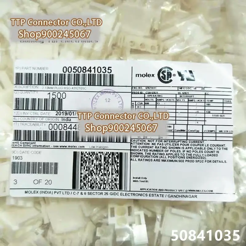 

10pcs/lot Connector 50-84-1035 5084-1035 50841035 3P Plastic shell 100% New and Origianl