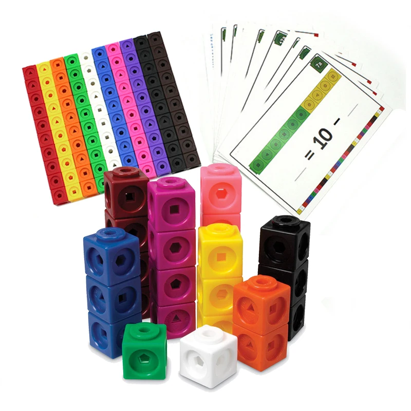 

Baby Geometric Counting Cubes 10 Colors Graphics Math Link Cubes Snap Blocks Stacking Cube Building Kit Kids Early Education Toy