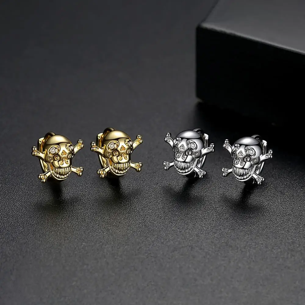 Крошечные модные роскошные качественные золотые круглые серьги кольца с черепом