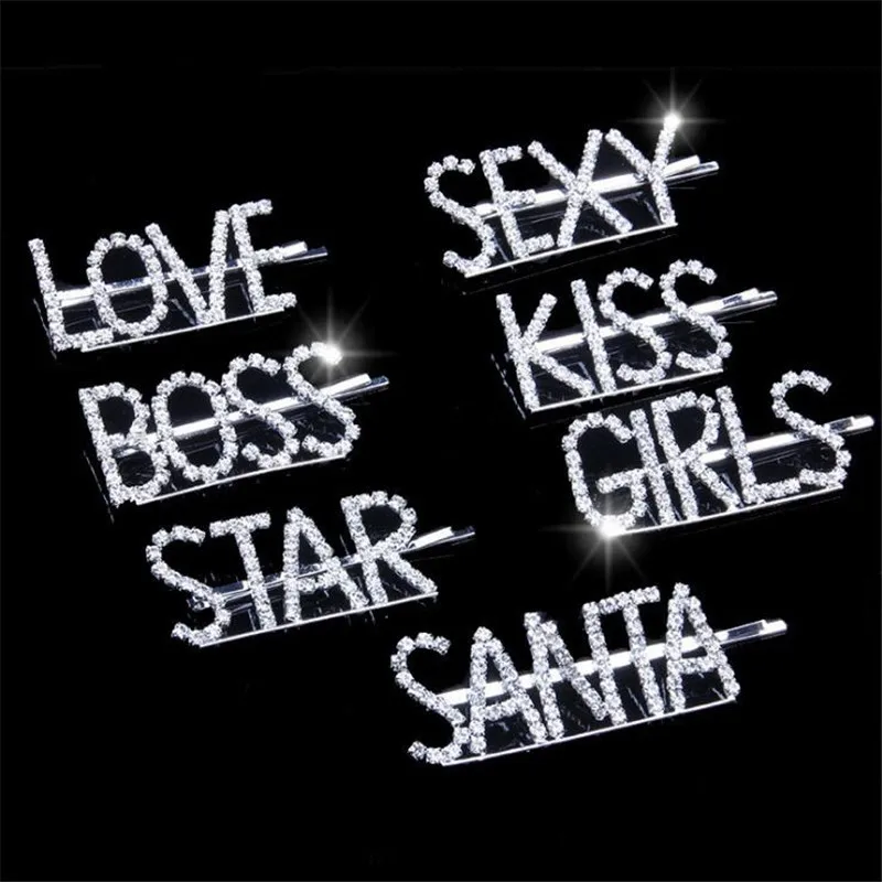 1 шт. блестящие буквы Заколки головные уборы для женщин и девочек заколки