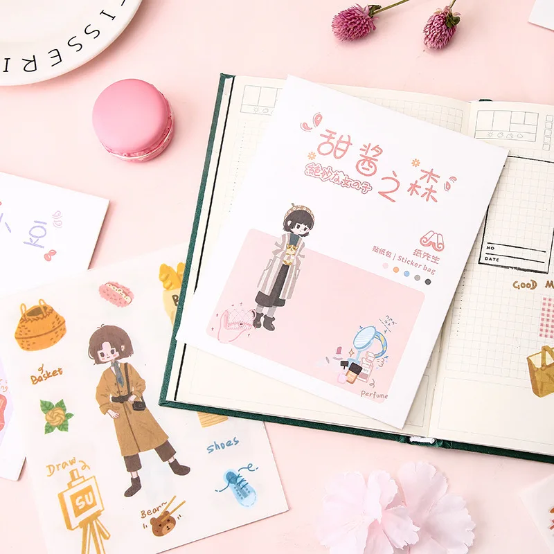 8 шт./компл. Kawaii Девушки серии бумажные наклейки DIY повседневной жизни конверт