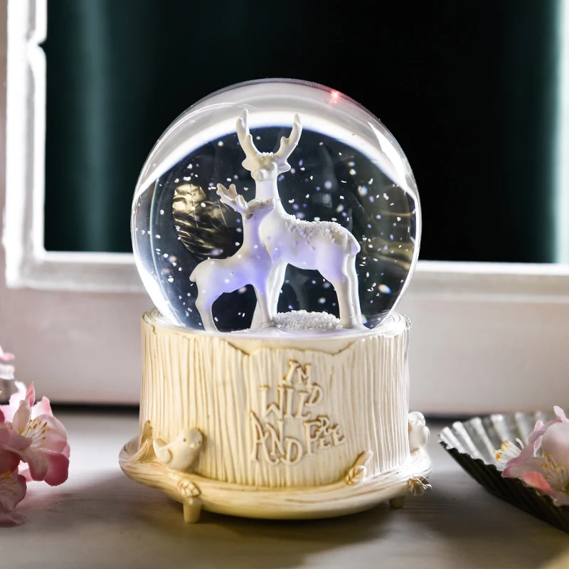 Нордический Рождественский Moose хрустальный шар креативная девушка сердце Рождественский подарок на день рождения Ins Милая музыкальная шкатулка орнамент «Сказочный Сад» ремесло