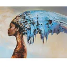 Diy абстрактный Африканская женщина Искусство Алмазная вышивка крестиком на рисунке, камни в форме ромба круглый Дрель Стразы Мозаика Свадебные DecorationZP-4161