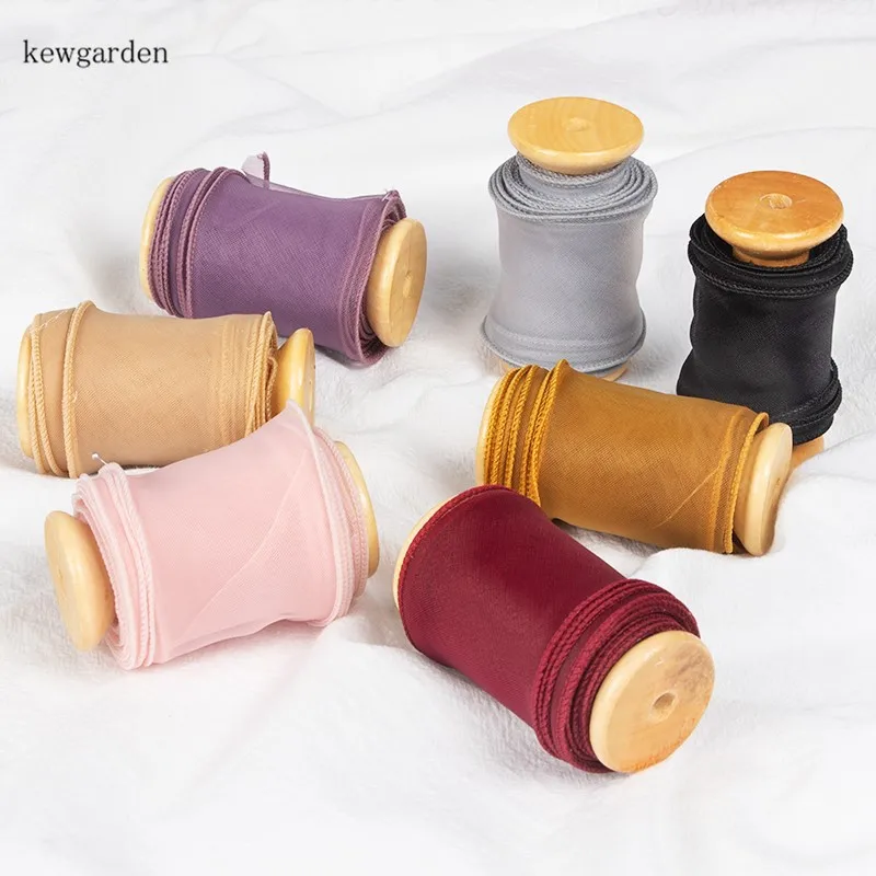 Kewgarden 50 мм 2-Дюймовая лента для упаковки цветов волнистая из органзы DIY аксессуары