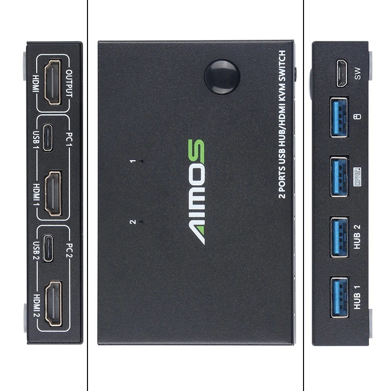 4K USB HDMI KVM переключатель коробка видео дисплей сплиттер для 2 ПК обмен клавиатуры