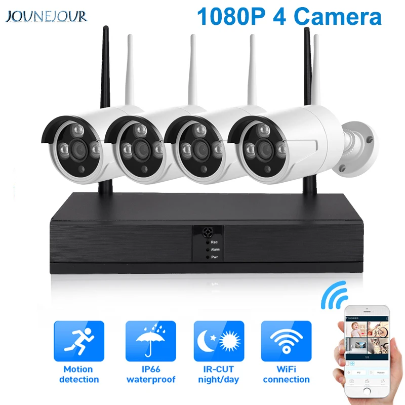 1080P Беспроводная CCTV Wifi камера, комплект системы безопасности 720 P/1080 P 4CH NVR Камера Безопасности, комплект системы видеонаблюдения, водонепроницаемый - Цвет: 1080P