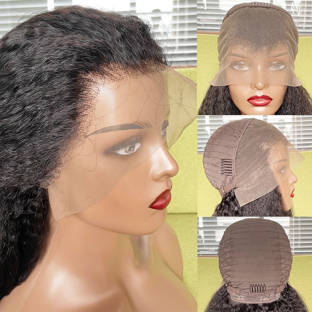Murah Rambut Manusia Renda Depan Keriting Lurus Wig 13X4 Renda Depan Rambut Remy Wig Yaki Kasar Untuk Wanita Rambut Manusia Yaki Renda Depan Wig