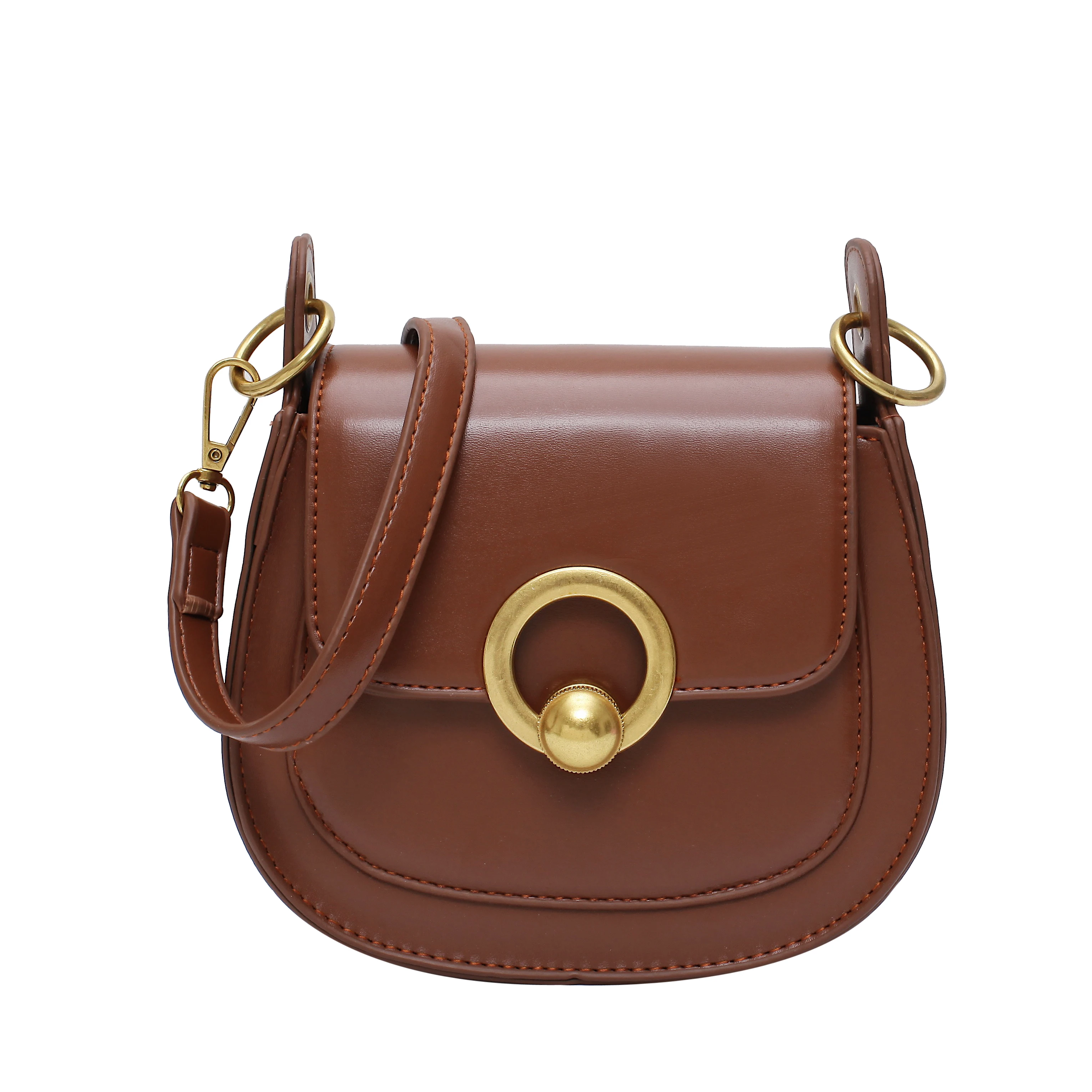 

PU Leather Saddle Bags For Women 2021 Fashion Shoulder Simple Bag Lady Solid Color Solid Handbags
