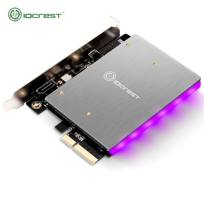 5 в 12 В RGB светодиодный PCIe X4 на M.2 NVMe M ключ с SATA B Ключ SSD адаптер PCI Express карта B M ключ порт RGB светильник черный IOCREST