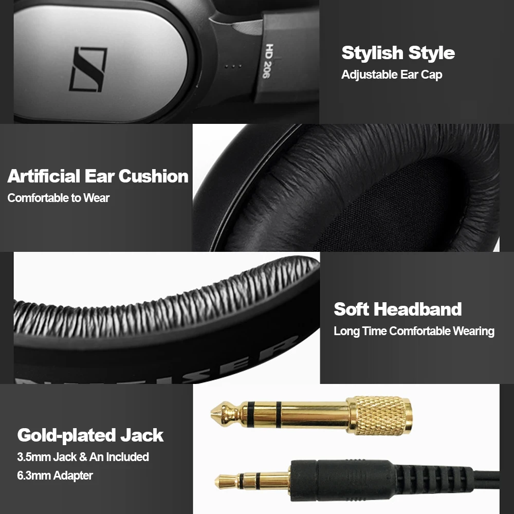 Наушники Sennheiser hd206/hd202/hd201 с шумоизоляцией 3 5 мм проводные стереонаушники