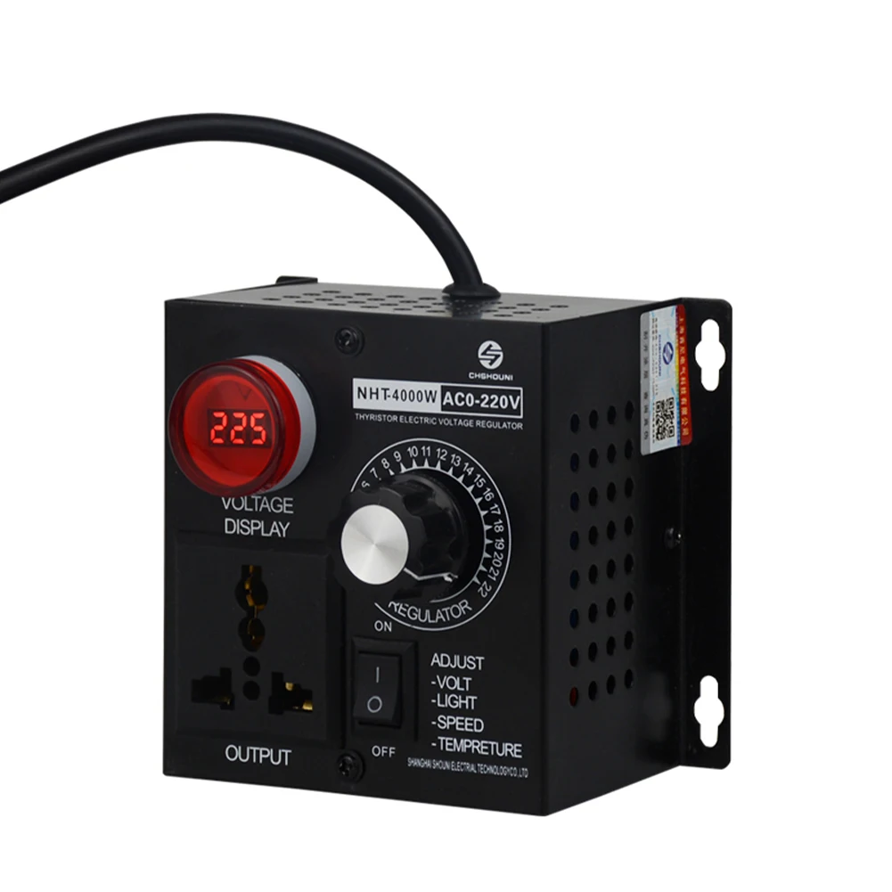 

Voltage Regulator Compact Variable Voltage Controller AC 220V 4000W Speed Temperature Light Voltage Adjuatable Dimmer