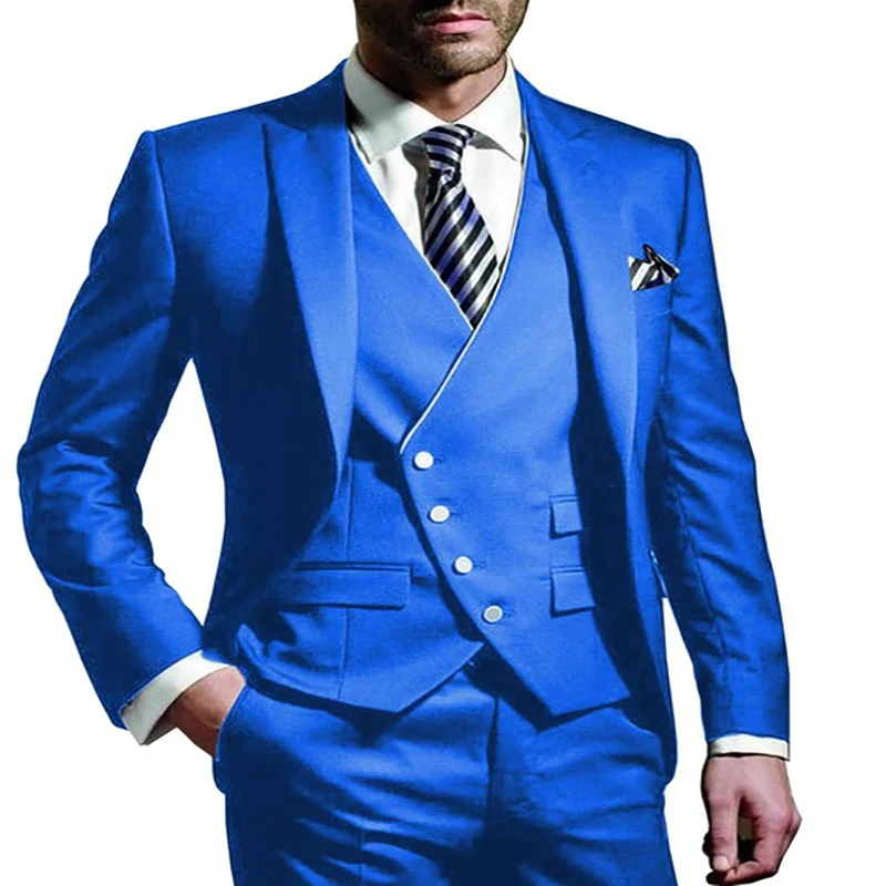 

2020 New Dress Wear Custom Made 3 Pieces Men Suits Notched Lable Navy Groomsuit Blazer One Button Formal Business Suits Tuxedo
