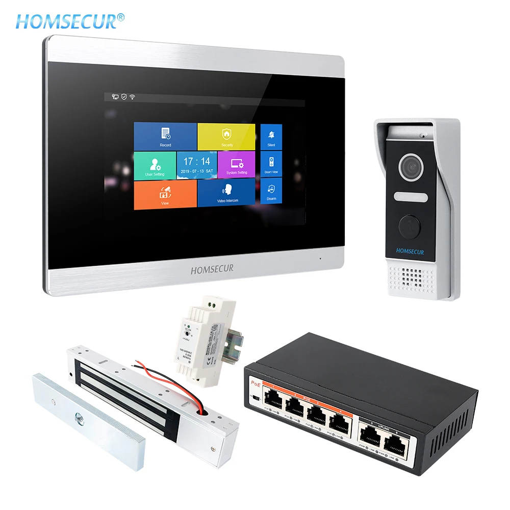 Видеодомофон HOMSECUR 7 дюймов Wi Fi магнитный замок 280 кг в комплект входит