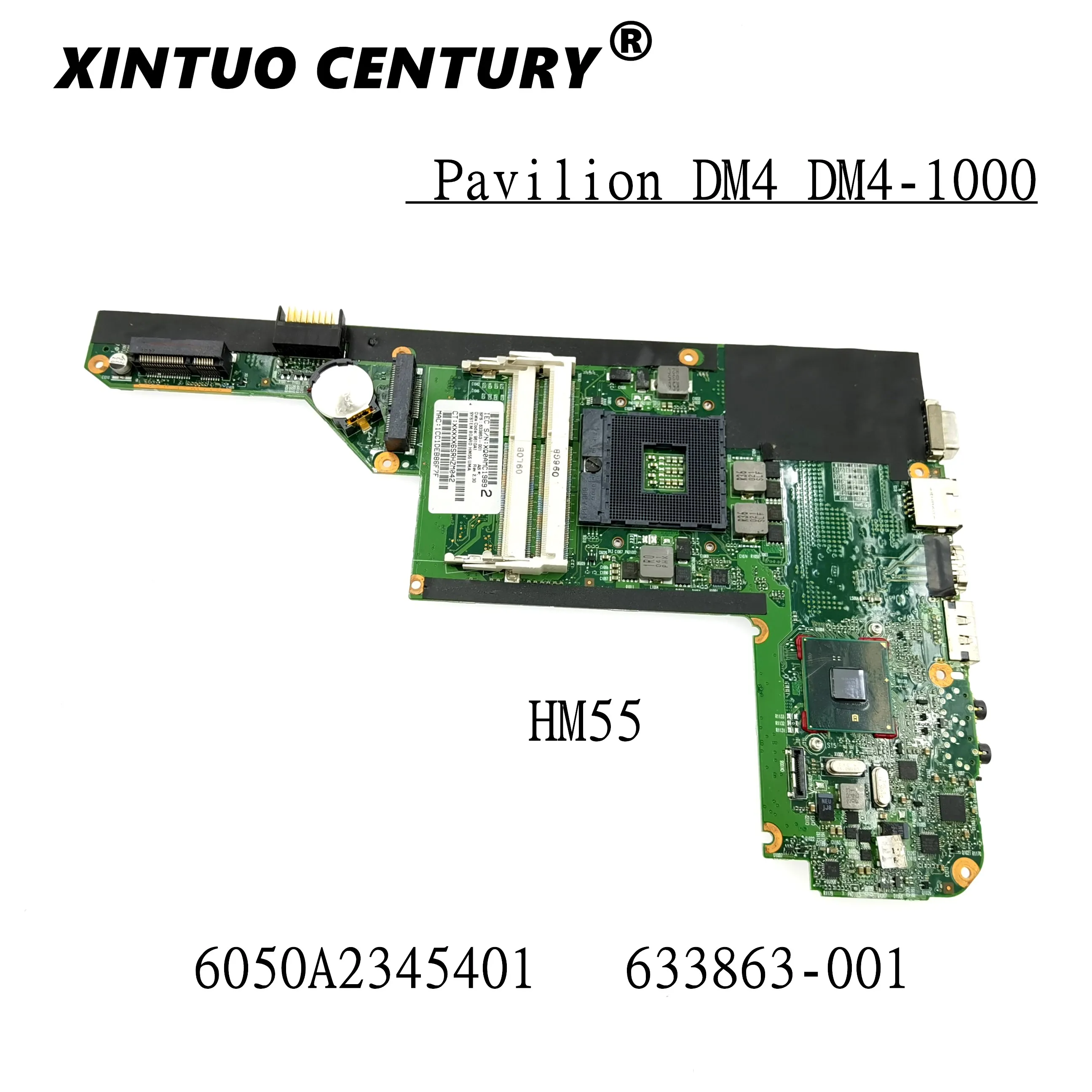 

Laptop motherboard For HP Pavilion DM4 DM4-1000 Mainboard 633863-001 633863-501 6050A2345401-MB-A03 HM55