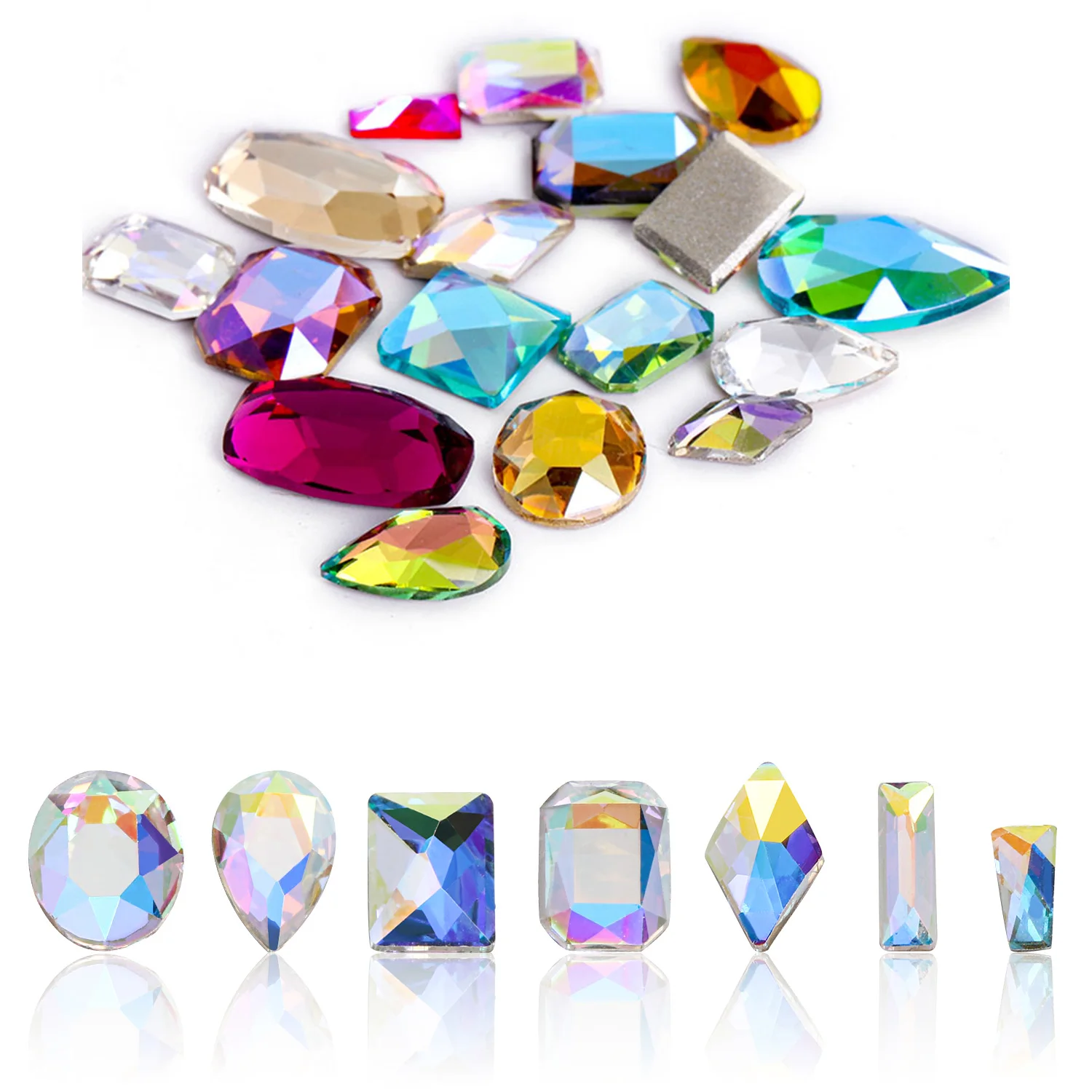 

Astrobox 20Pcs Mixed Shape Flatback Stone Gem Glass Nail Art Rhinestone For Jewelry Making Loose Strass Crystal Nail Accessories