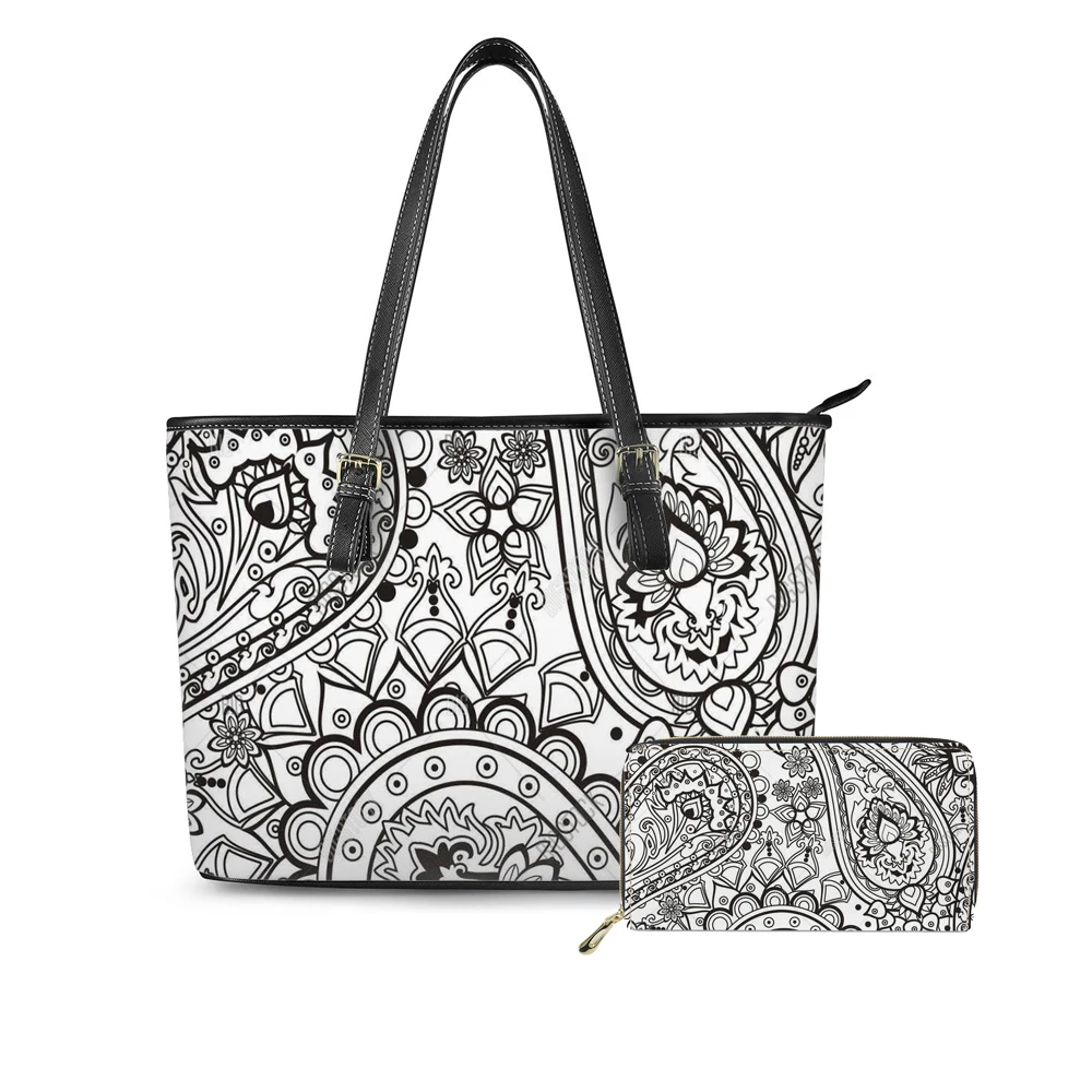 

Print on Demand Polynesian tribal style Pattern custom Large Leather Tote Bag Famous Brands Luxury Handbags 2020 Designs wallets