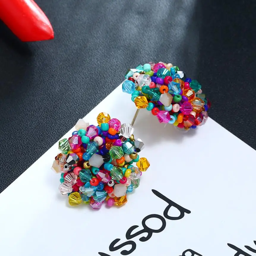 

1 Pair Perfect Match Bohemia Earrings For Women Ethnic Handmade Beaded Ear Studs Earrings Wedding Party Jewelry Gift