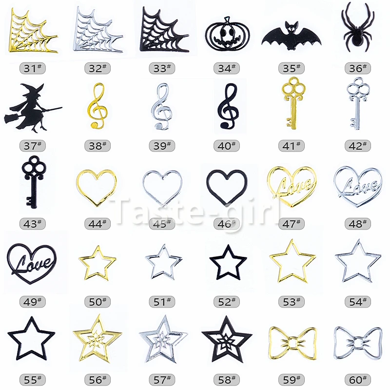 400PCS Black Gold Silver metal nail art decoration slice sequnismanicure nails decals foil | Красота и здоровье