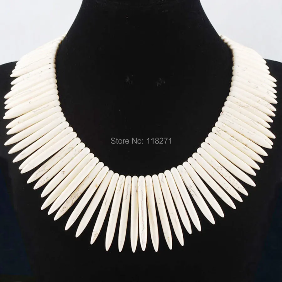 

WOJIAER Howlite Howlite Gem Stone Graduated Stick Necklace Beads 17.5 Inches Jewelry PBH304