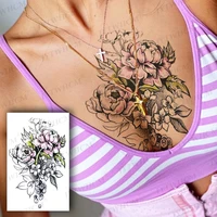 waterproof temporary tattoo sticker elephant lotus rose pattern body art shoulder flash tatoo sleeves fake tattoos for women men