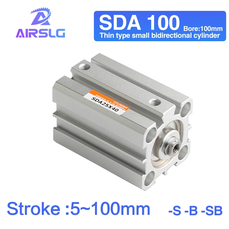 

AIRTAC Type SDA SDA100 5-100mm Stroke -S -B Bore 100MM Air pneumatic cylinder double acting compact cylinder female/male thread