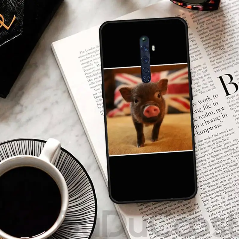 

Funny Cartoon Pig Coque Soft black Phone Case For OPPO A9 2020 R11 11S plus Realme 2 3 3 5 5pro C2