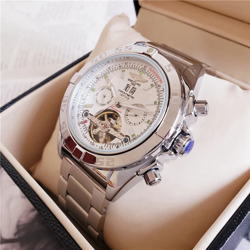 

Breitling Luxury Brand Mens Watches Mechanical Wristwatches Stainless Steel Strap men's wristwatch women classic business