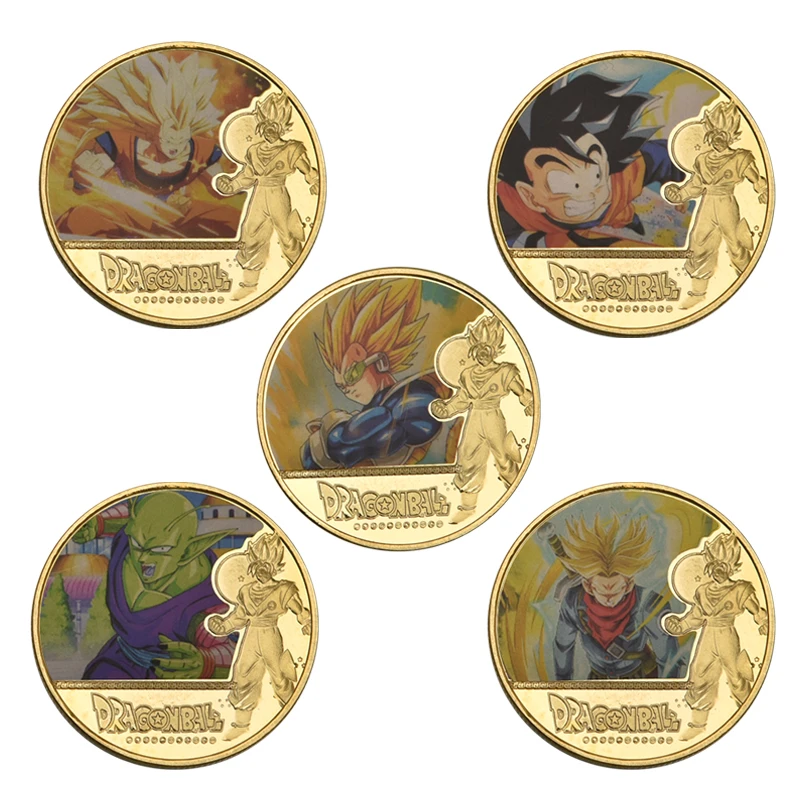 5 шт. WR Dragon Ball позолоченные Коллекционные монеты с держателем для монет японский набор монет медаль подарок Прямая поставка