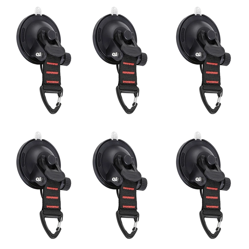 

6Pcs Duty Suction Cups with Hooks Reusable Car Awning Fasten Tools Hanging Suckers for Awning Windshield Camping Tarp