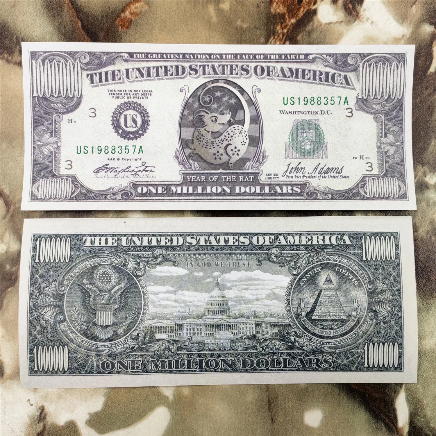 Бумажные банкноты 2020 года крысы один миллион долларов не валютные антифальшивые