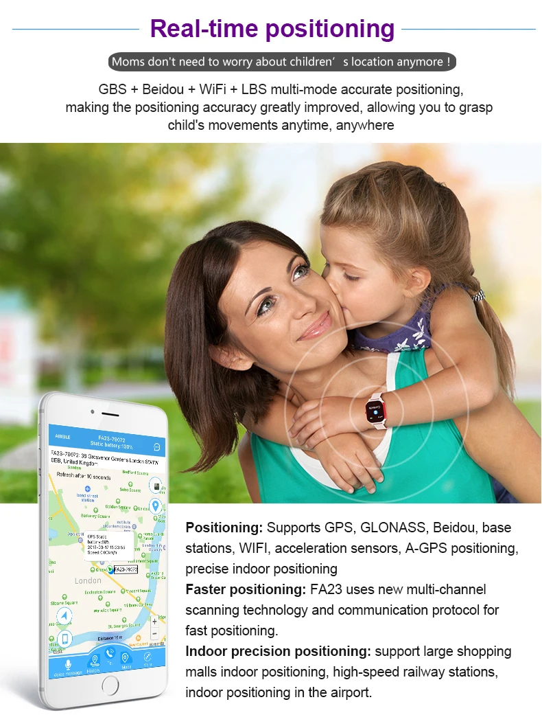 Смарт часы с функцией отслеживания карты мобильный телефон GPS Wi Fi LBS трекер
