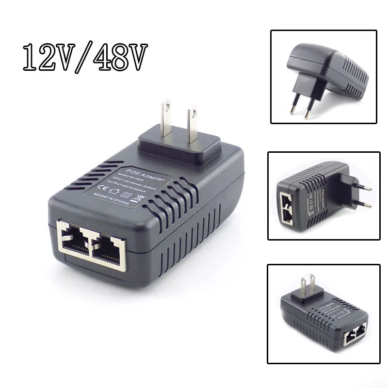 POE инжектор DC 48 В 0.5A 24 Вт 12 В 1A Poe источник питания адаптер-форсунка переключатель для ip-камеры Wifi настенное зарядное устройство US/EU штекер